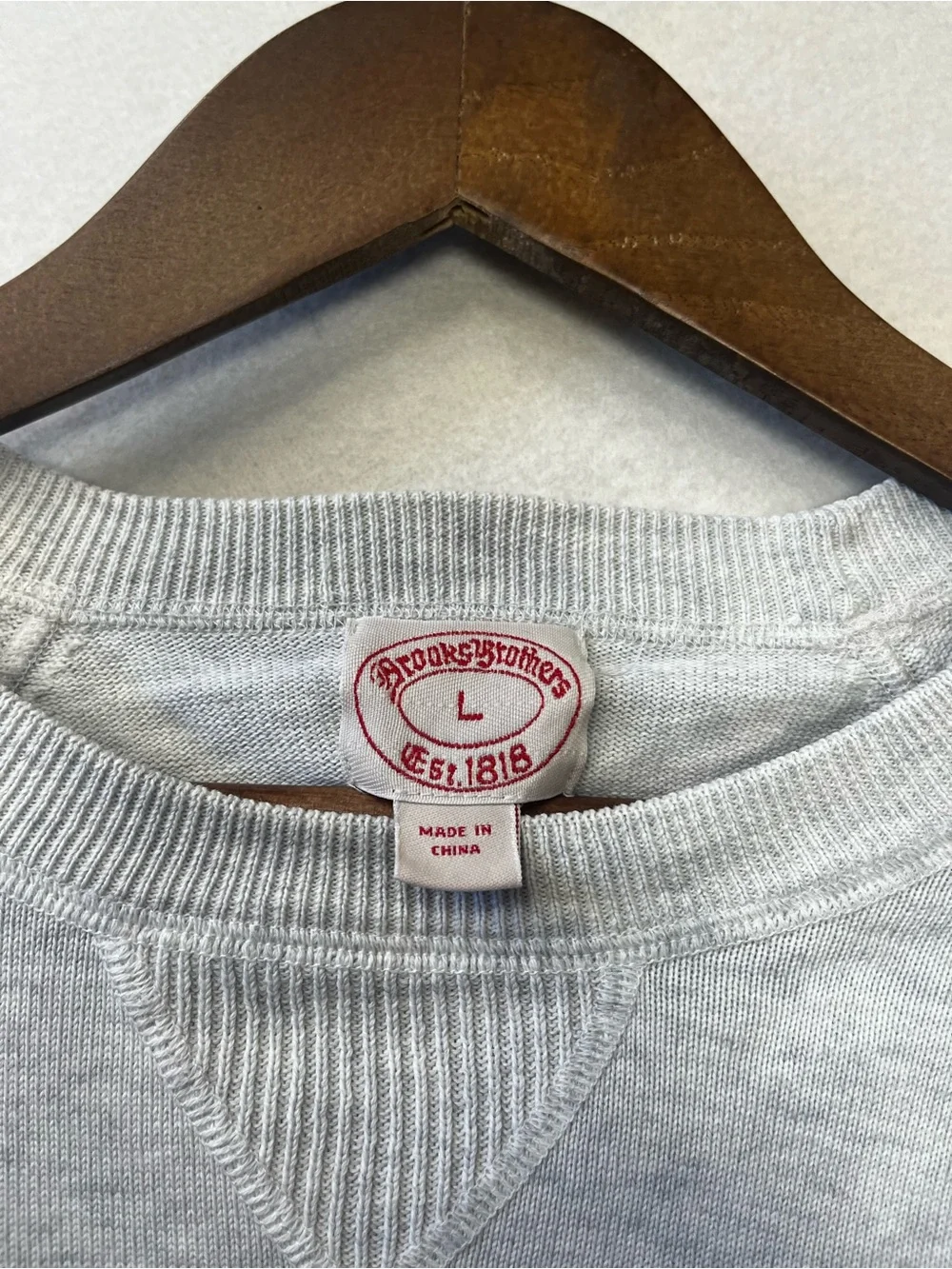Brooks Brothers Light Gray Crewneck Sweater